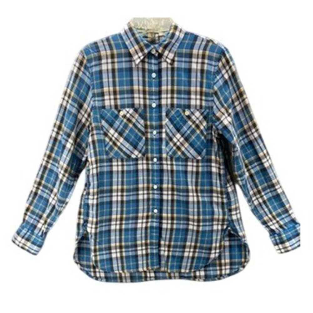 Denim & Supply Ralph Lauren Shirt Womens S Blue Yellow Plaid RL Utility Button
